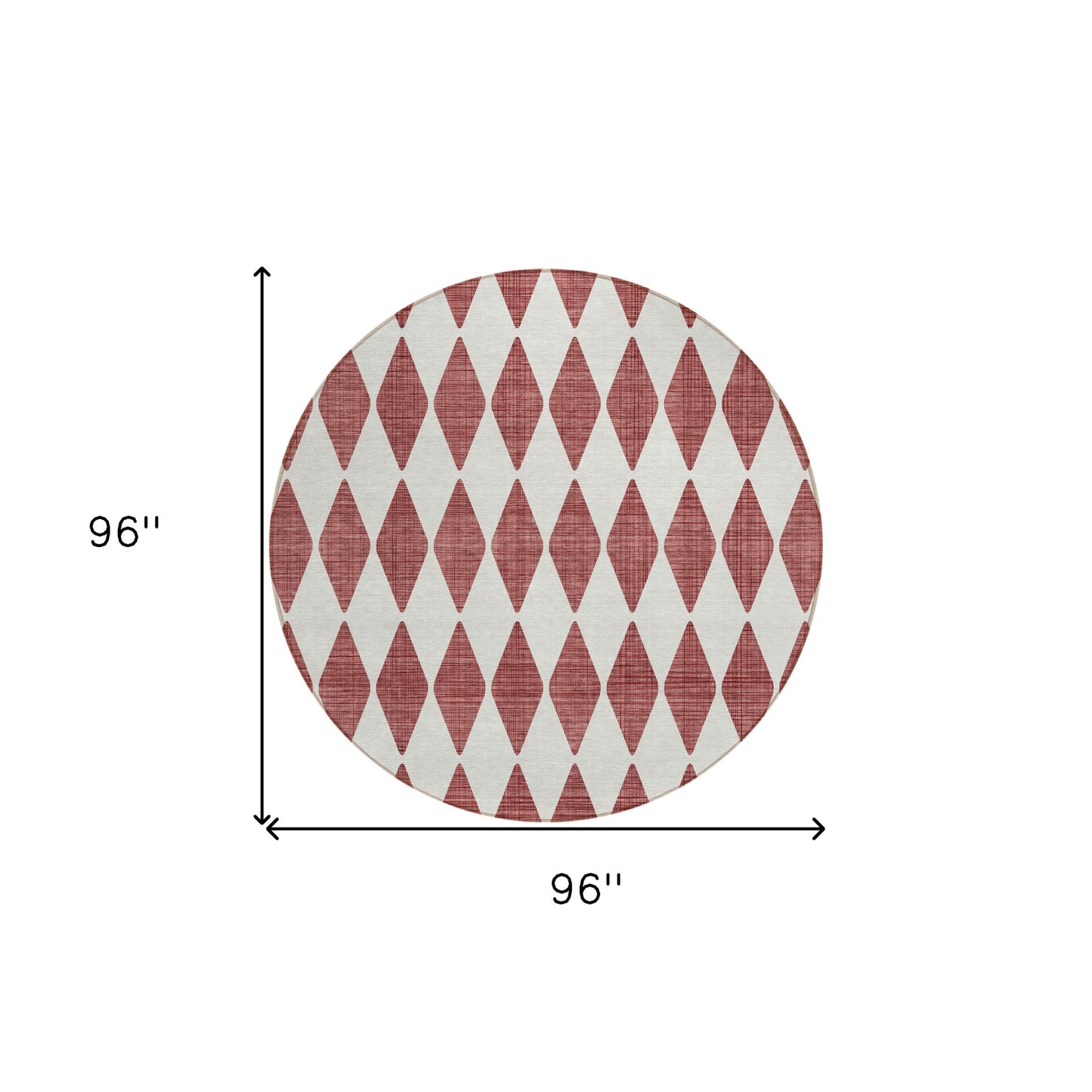 8' Burgundy Round Geometric Washable Indoor Outdoor Area Rug