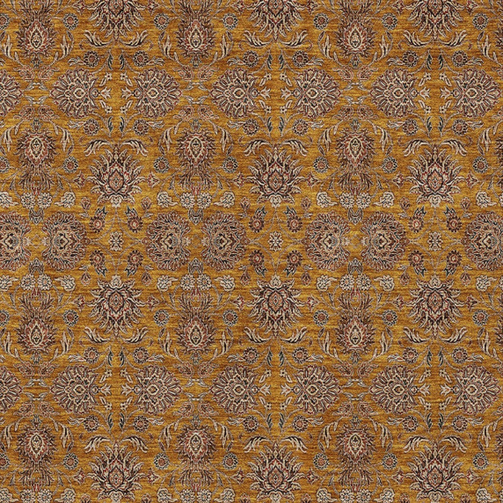 3' X 5' Copper Beige And Taupe Floral Washable Indoor Outdoor Area Rug