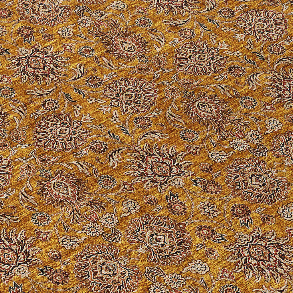 3' X 5' Copper Beige And Taupe Floral Washable Indoor Outdoor Area Rug