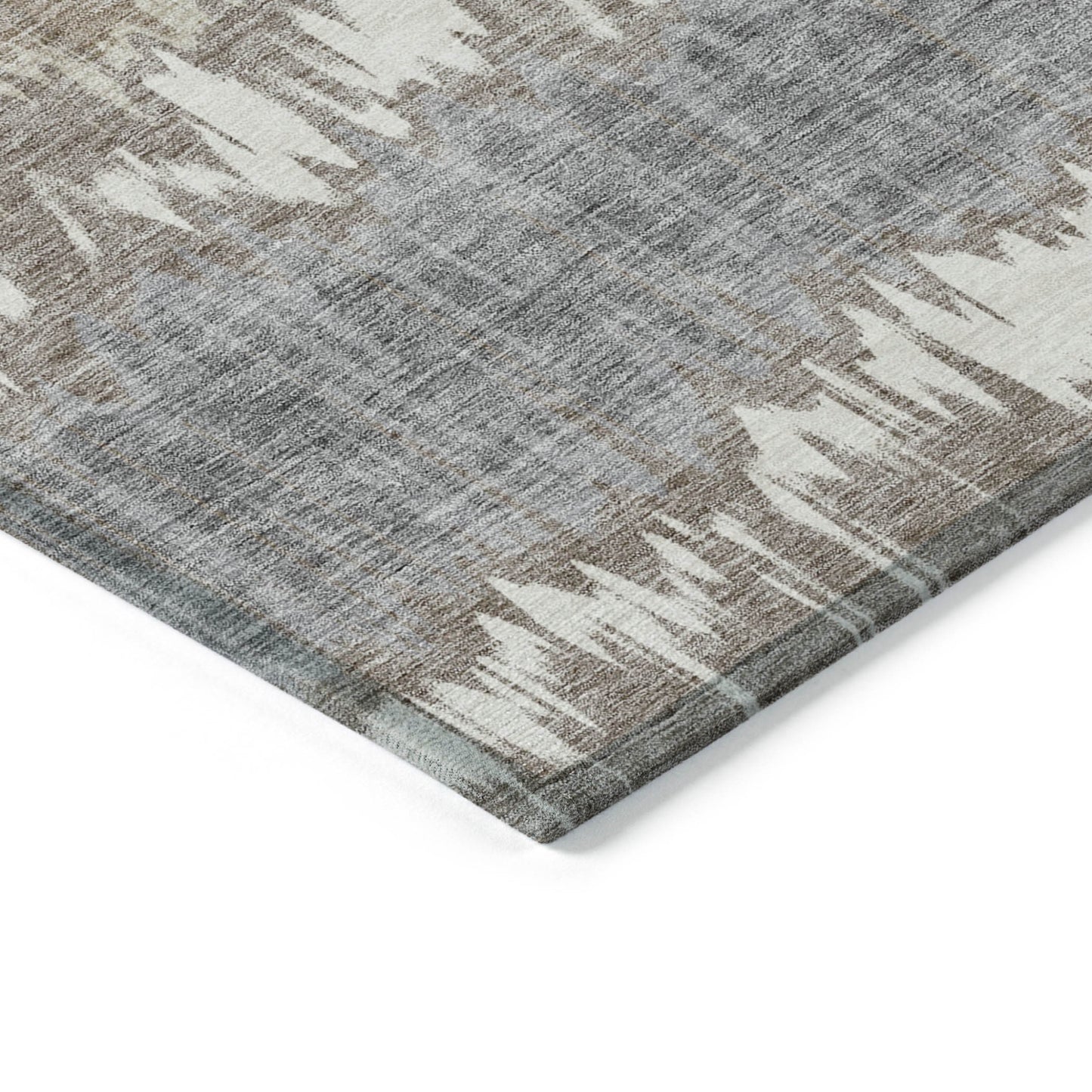8' Taupe Brown And Ivory Round Striped Washable Indoor Outdoor Area Rug