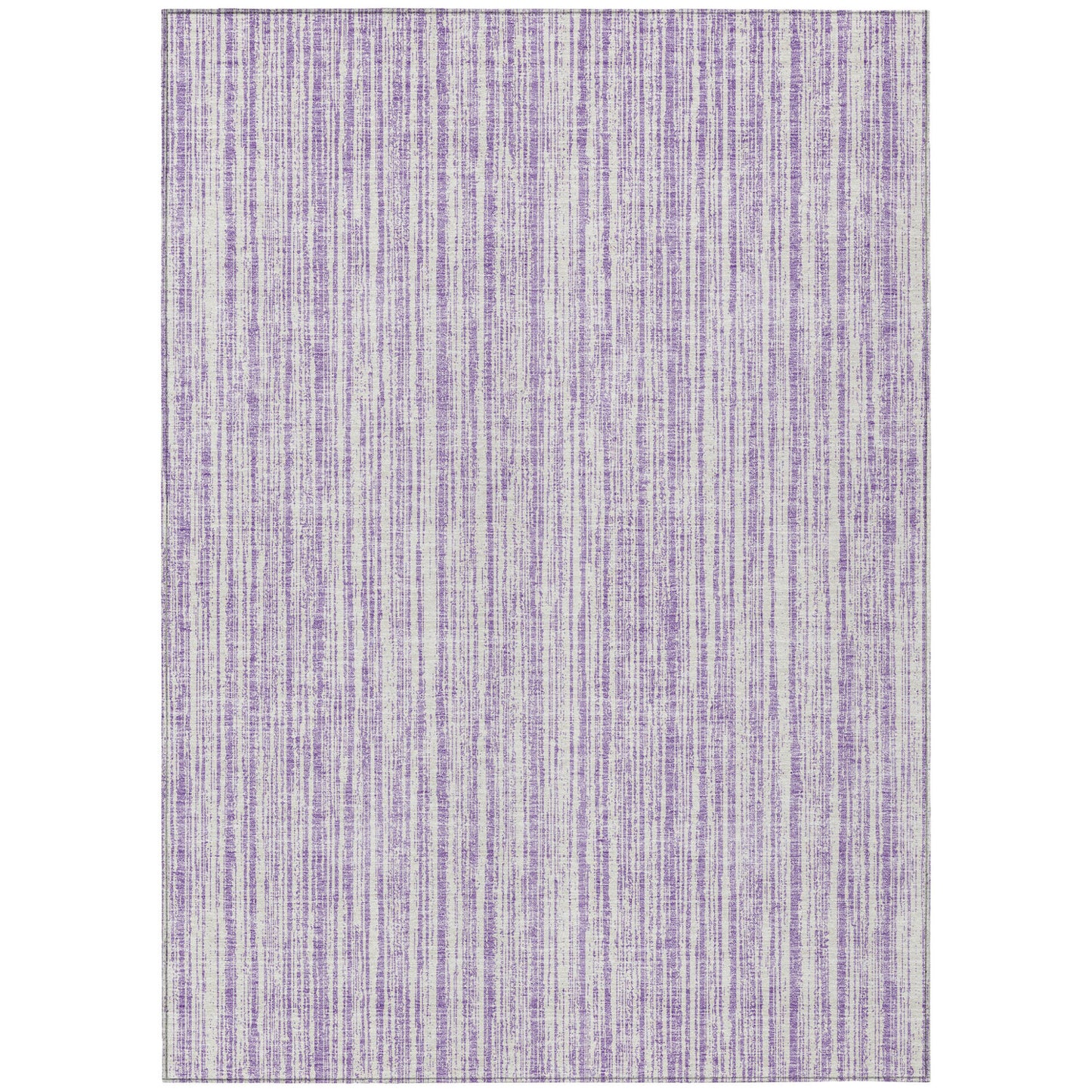 3' X 5' Lavender And Ivory Striped Washable Indoor Outdoor Area Rug