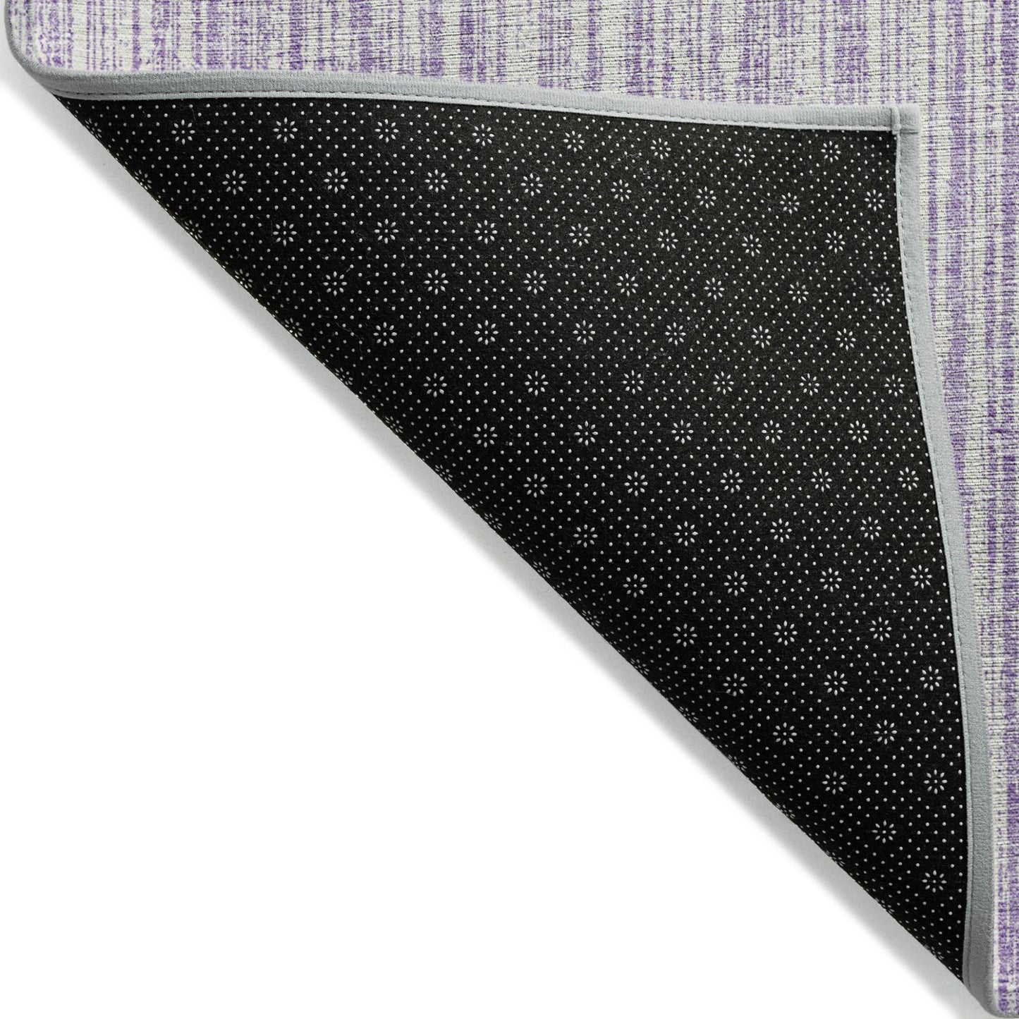 3' X 5' Lavender And Ivory Striped Washable Indoor Outdoor Area Rug