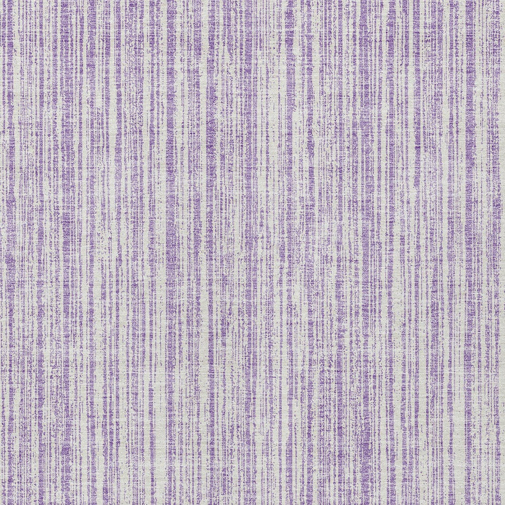 3' X 5' Lavender And Ivory Striped Washable Indoor Outdoor Area Rug