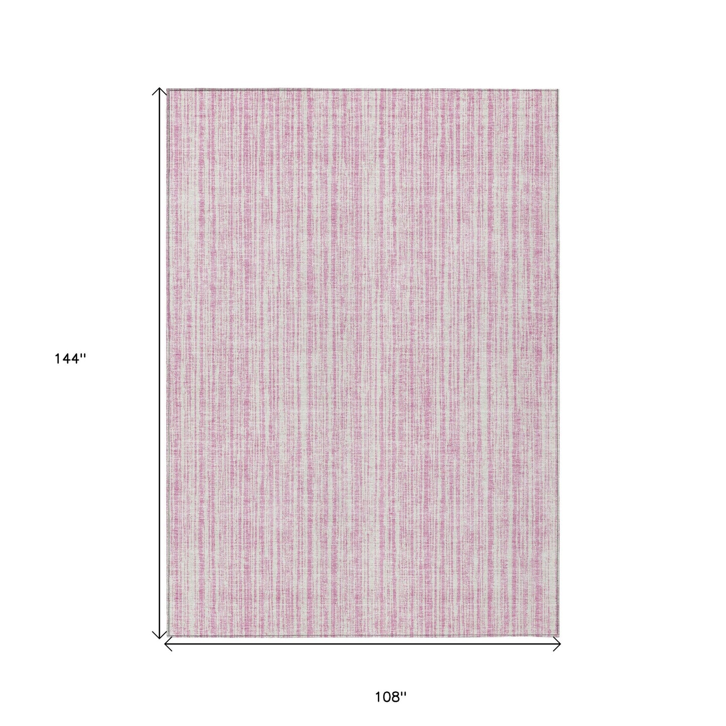 9' X 12' Pink And Ivory Striped Washable Indoor Outdoor Area Rug