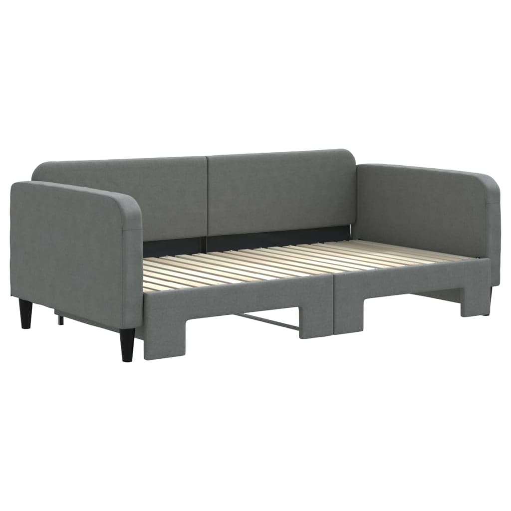 vidaXL Daybed with Trundle Dark Gray 39.4"x74.8" Fabric