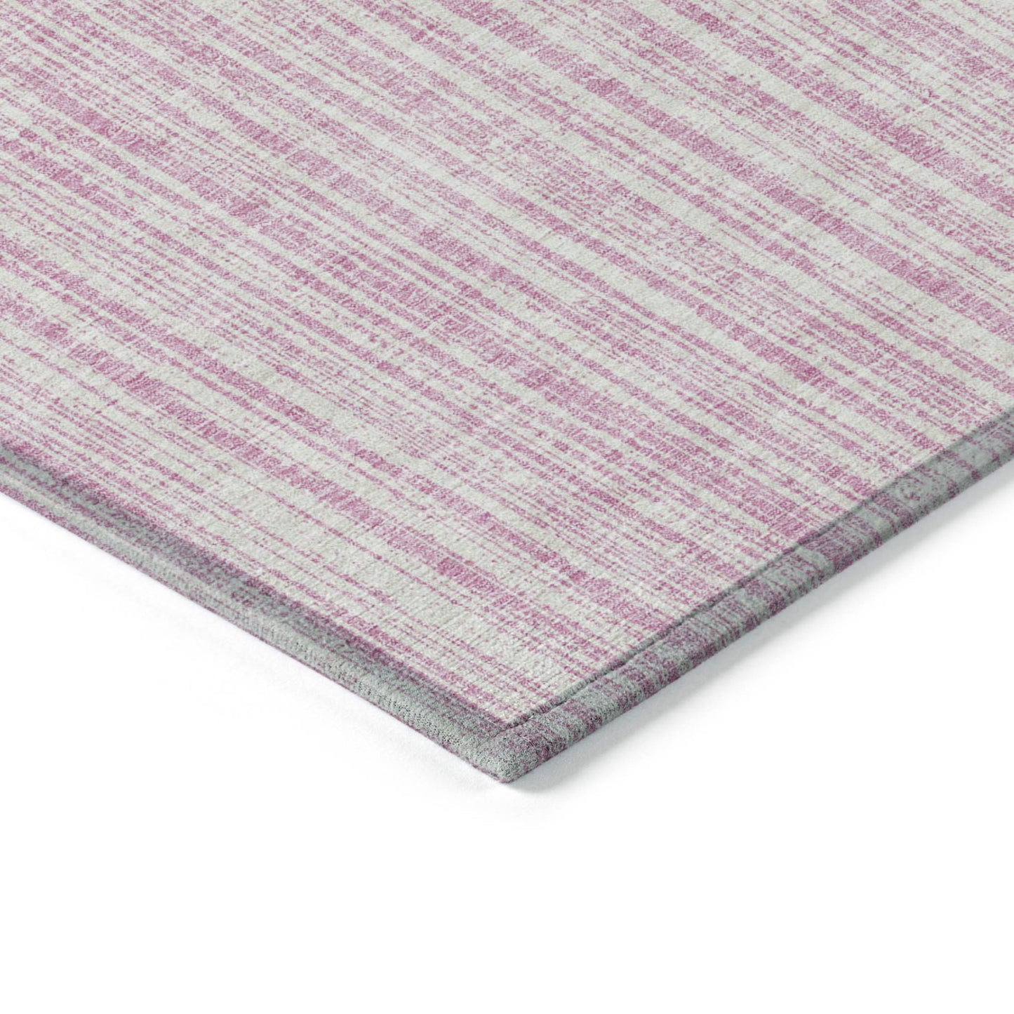 9' X 12' Pink And Ivory Striped Washable Indoor Outdoor Area Rug