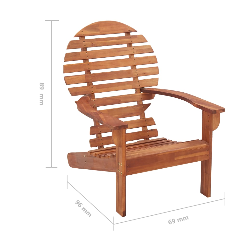 vidaXL Folding Adirondack Chair Lawn Chair for Outdoor Porch Solid Wood Acacia