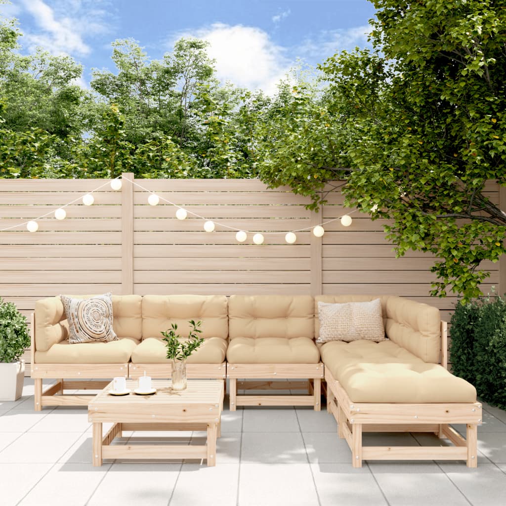 vidaXL Patio Lounge Set Outdoor Garden Furniture Set 7 Piece Solid Wood Pine
